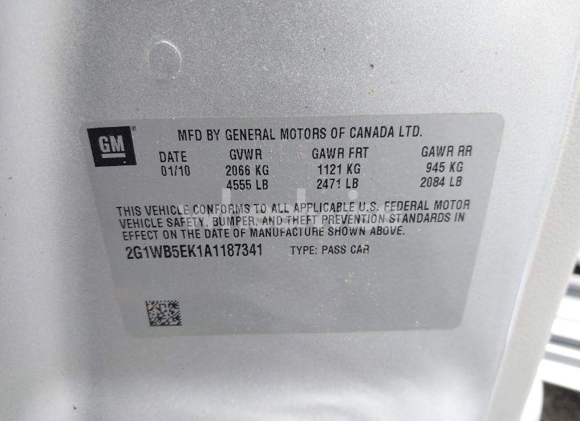 Photo 9 of 2010 Chevrolet Impala LT (VIN 2G1WB5EK1A1187341)