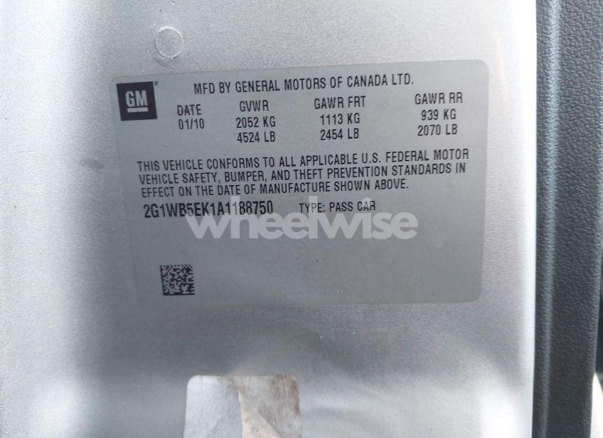 Photo 9 of 2010 Chevrolet Impala LT (VIN 2G1WB5EK1A1188750)