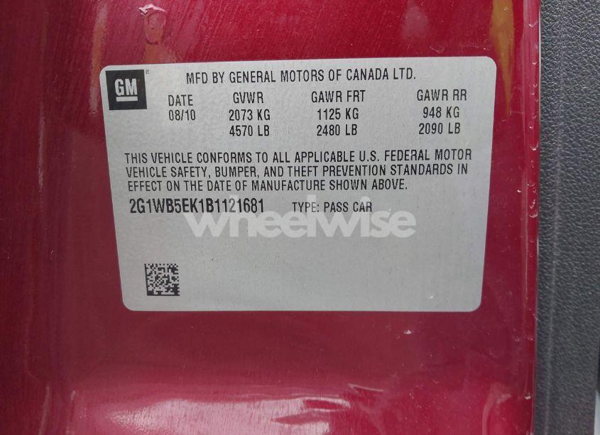 Photo 9 of 2011 Chevrolet Impala LT (VIN 2G1WB5EK1B1121681)