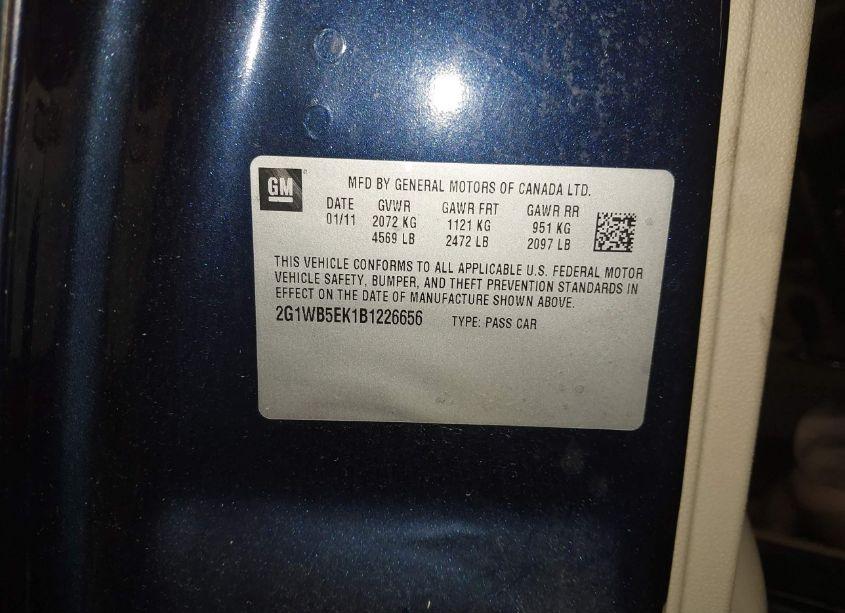 Photo 9 of 2011 Chevrolet Impala LT (VIN 2G1WB5EK1B1226656)