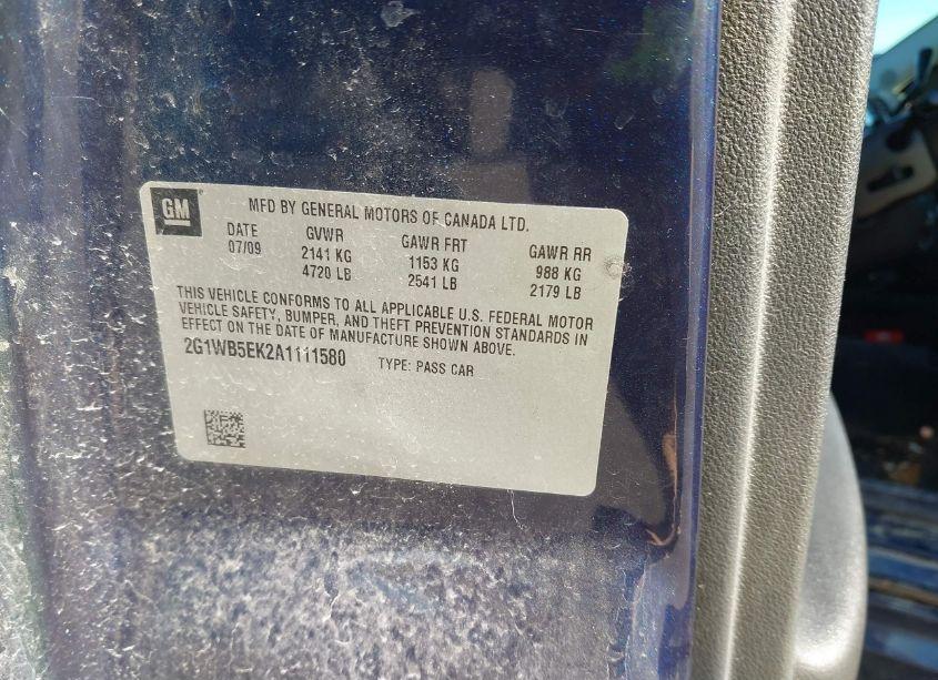 Photo 9 of 2010 Chevrolet Impala LT (VIN 2G1WB5EK2A1111580)