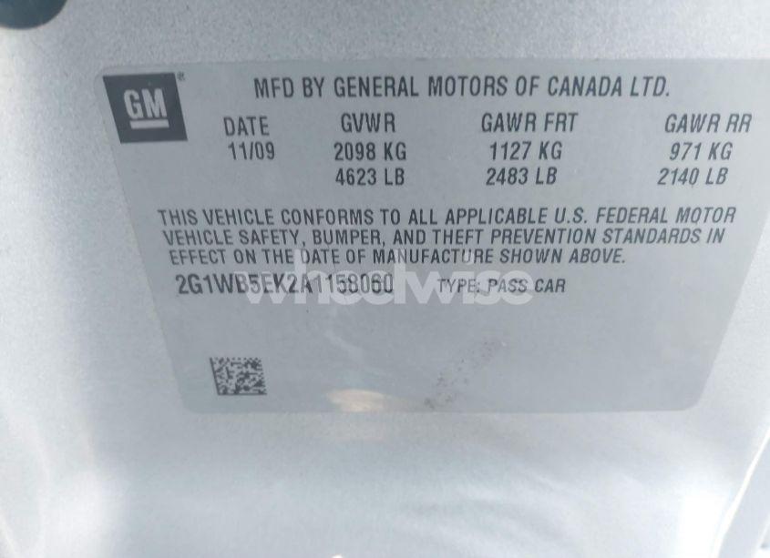 Photo 9 of 2010 Chevrolet Impala LT (VIN 2G1WB5EK2A1158060)