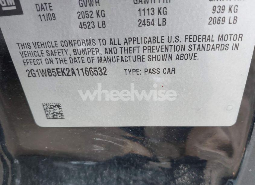 Photo 9 of 2010 Chevrolet Impala LT (VIN 2G1WB5EK2A1166532)