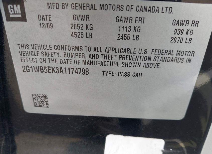 Photo 9 of 2010 Chevrolet Impala LT (VIN 2G1WB5EK3A1174798)