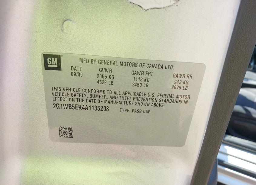 Photo 9 of 2010 Chevrolet Impala LT (VIN 2G1WB5EK4A1135203)