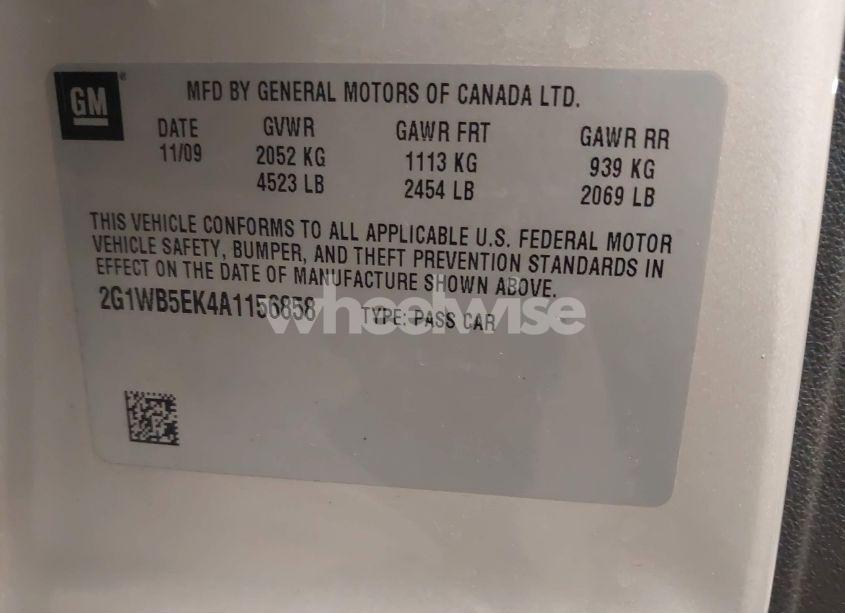 Photo 9 of 2010 Chevrolet Impala LT (VIN 2G1WB5EK4A1156858)