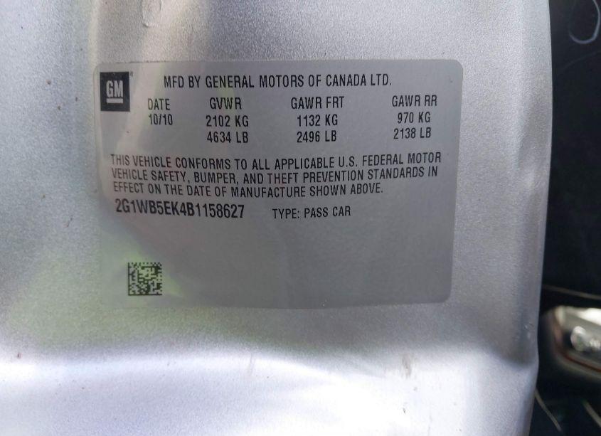 Photo 9 of 2011 Chevrolet Impala LT (VIN 2G1WB5EK4B1158627)