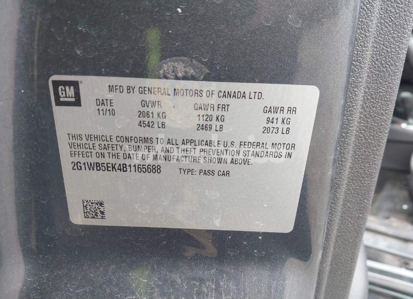 Photo 9 of 2011 Chevrolet Impala LT (VIN 2G1WB5EK4B1165688)