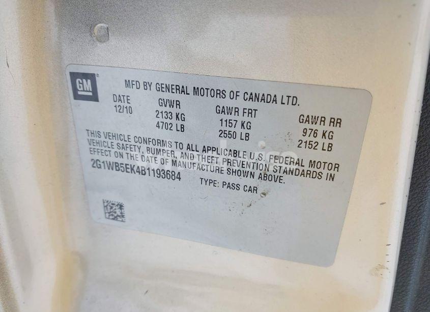 Photo 9 of 2011 Chevrolet Impala LT (VIN 2G1WB5EK4B1193684)