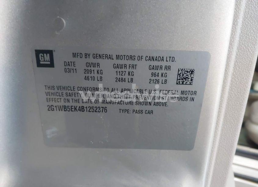 Photo 9 of 2011 Chevrolet Impala LT (VIN 2G1WB5EK4B1252376)