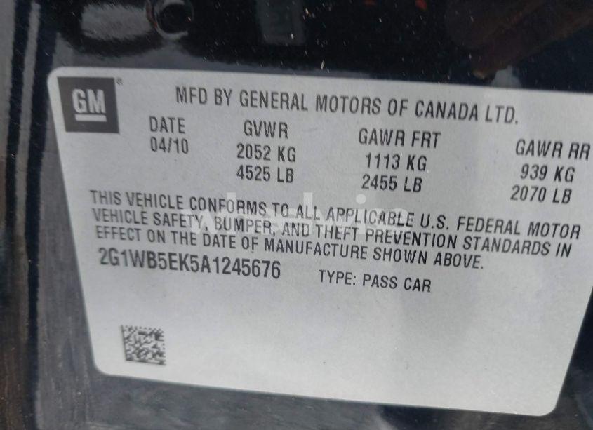 Photo 9 of 2010 Chevrolet Impala LT (VIN 2G1WB5EK5A1245676)