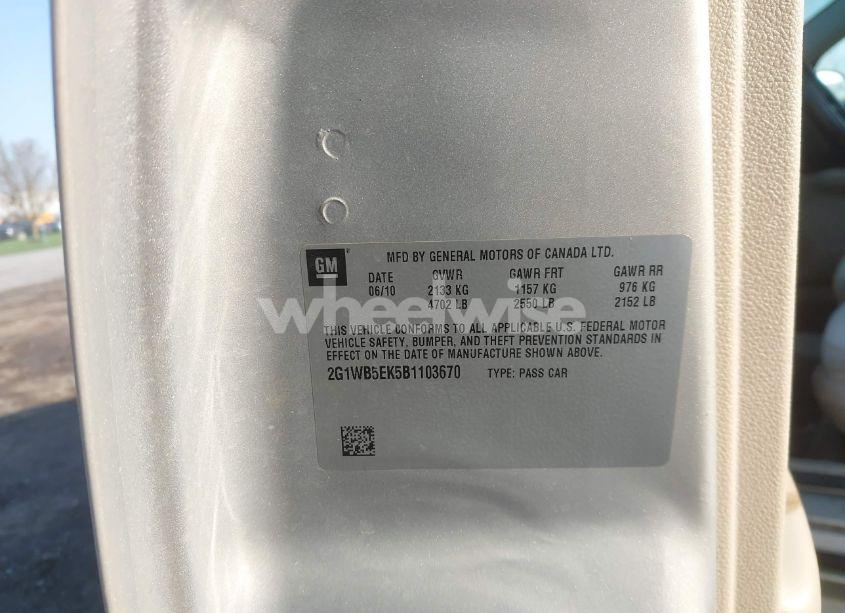 Photo 9 of 2011 Chevrolet Impala LT (VIN 2G1WB5EK5B1103670)