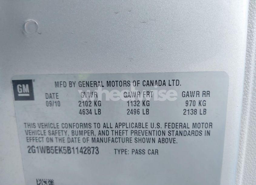 Photo 9 of 2011 Chevrolet Impala LT (VIN 2G1WB5EK5B1142873)