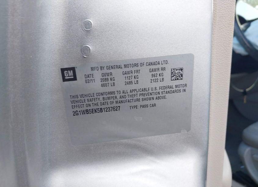 Photo 9 of 2011 Chevrolet Impala LT (VIN 2G1WB5EK5B1237627)