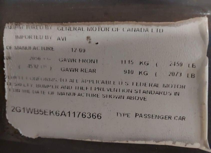 Photo 9 of 2010 Chevrolet Impala LT (VIN 2G1WB5EK6A1176366)