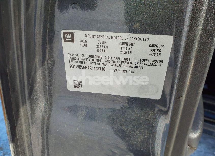 Photo 9 of 2010 Chevrolet Impala LT (VIN 2G1WB5EK7A1143716)