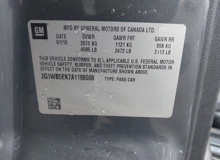 Photo 9 of 2010 Chevrolet Impala LT (VIN 2G1WB5EK7A1188008)