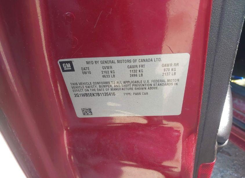 Photo 9 of 2011 Chevrolet Impala LT (VIN 2G1WB5EK7B1126416)