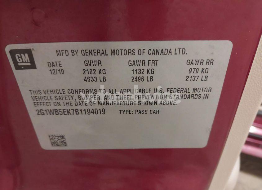 Photo 9 of 2011 Chevrolet Impala LT (VIN 2G1WB5EK7B1194019)