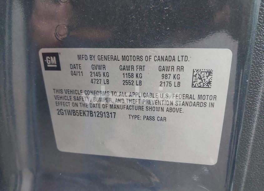 Photo 9 of 2011 Chevrolet Impala LT (VIN 2G1WB5EK7B1291317)