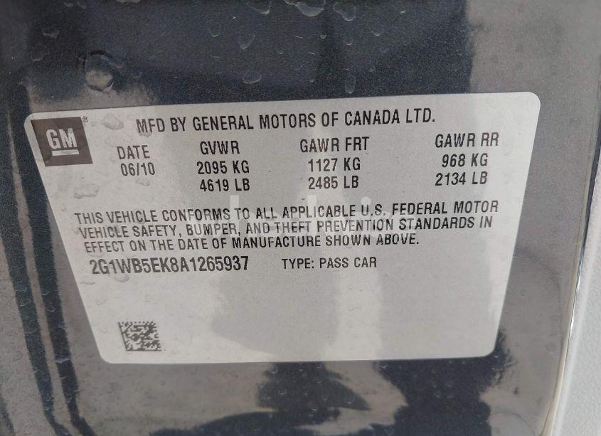 Photo 9 of 2010 Chevrolet Impala LT (VIN 2G1WB5EK8A1265937)