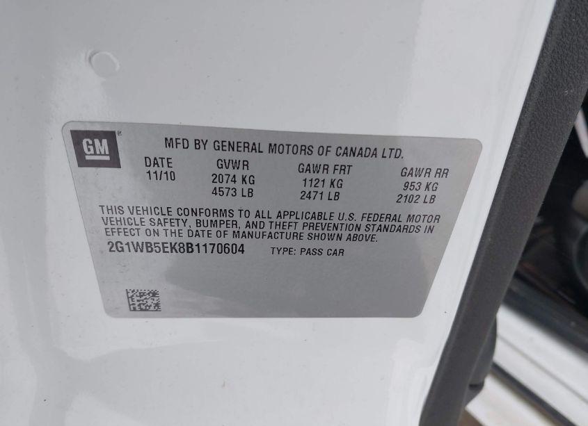 Photo 9 of 2011 Chevrolet Impala LT (VIN 2G1WB5EK8B1170604)