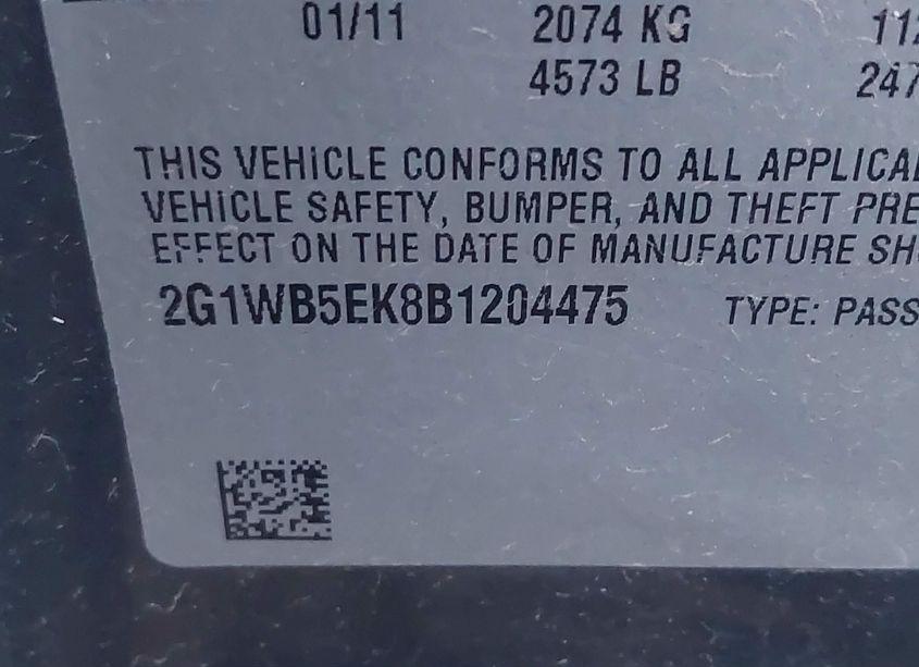 Photo 9 of 2011 Chevrolet Impala LT (VIN 2G1WB5EK8B1204475)