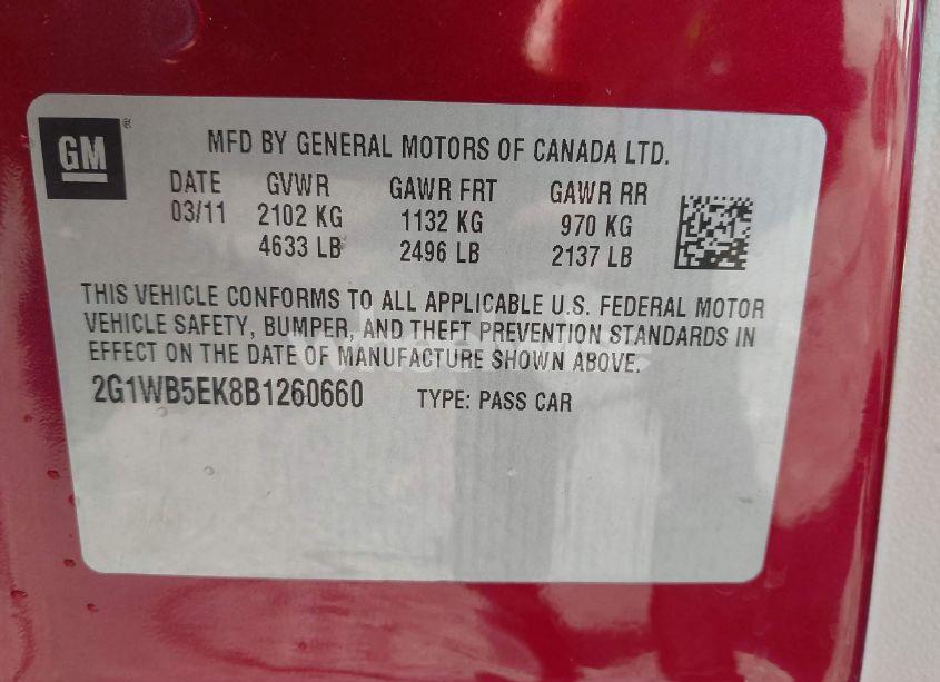 Photo 9 of 2011 Chevrolet Impala LT (VIN 2G1WB5EK8B1260660)