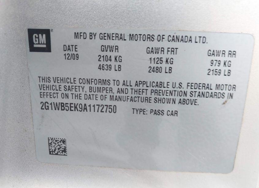 Photo 9 of 2010 Chevrolet Impala LT (VIN 2G1WB5EK9A1172750)