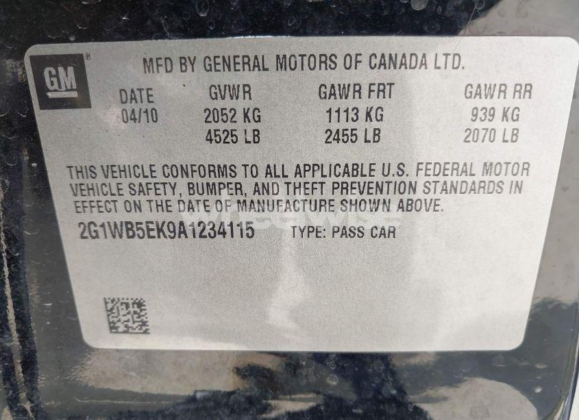 Photo 9 of 2010 Chevrolet Impala LT (VIN 2G1WB5EK9A1234115)