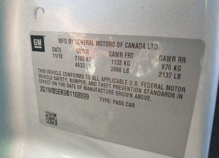 Photo 9 of 2011 Chevrolet Impala LT (VIN 2G1WB5EK9B1168599)