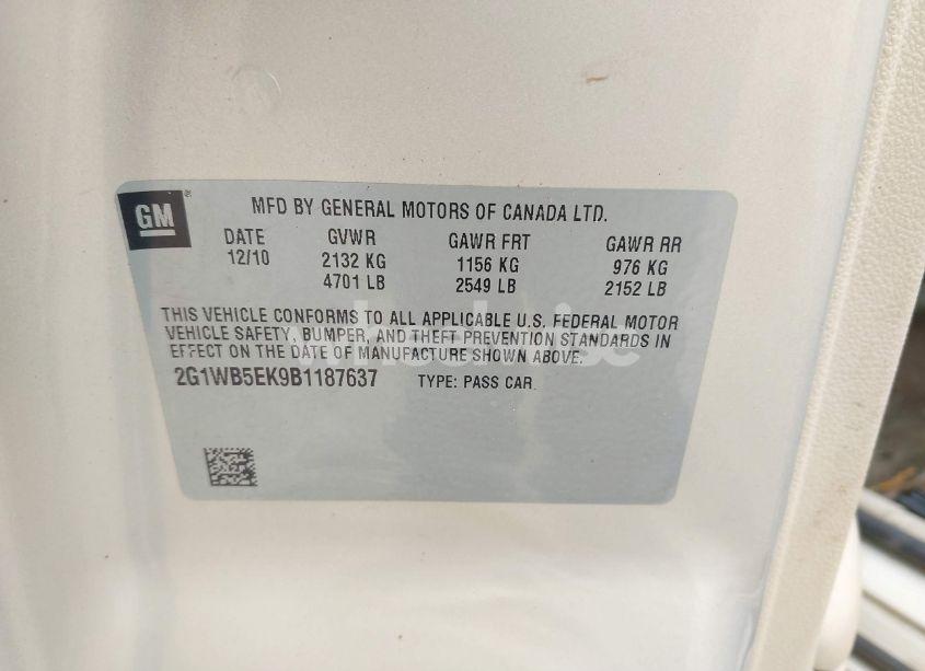 Photo 9 of 2011 Chevrolet Impala LT (VIN 2G1WB5EK9B1187637)