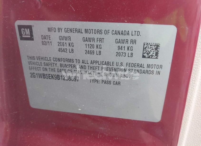 Photo 9 of 2011 Chevrolet Impala LT (VIN 2G1WB5EK9B1238697)