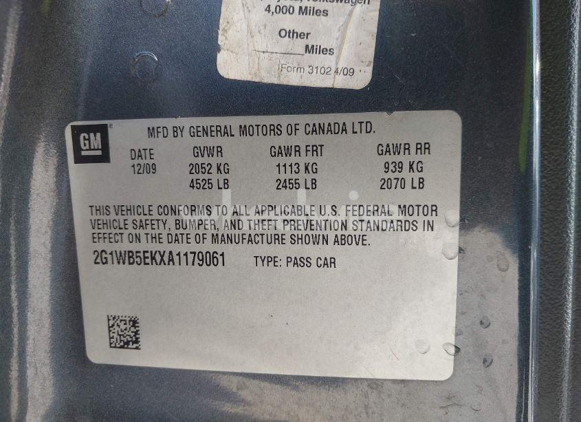 Photo 9 of 2010 Chevrolet Impala LT (VIN 2G1WB5EKXA1179061)