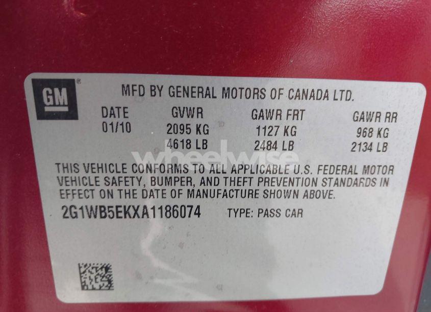 Photo 9 of 2010 Chevrolet Impala LT (VIN 2G1WB5EKXA1186074)