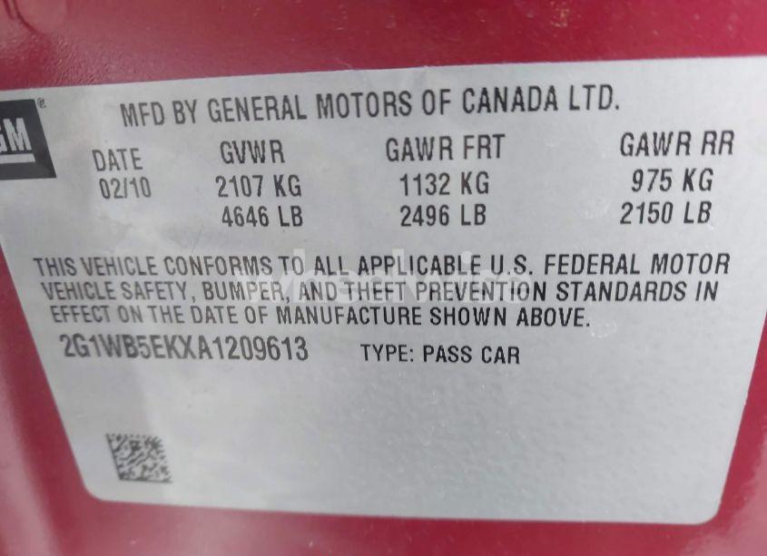 Photo 9 of 2010 Chevrolet Impala LT (VIN 2G1WB5EKXA1209613)