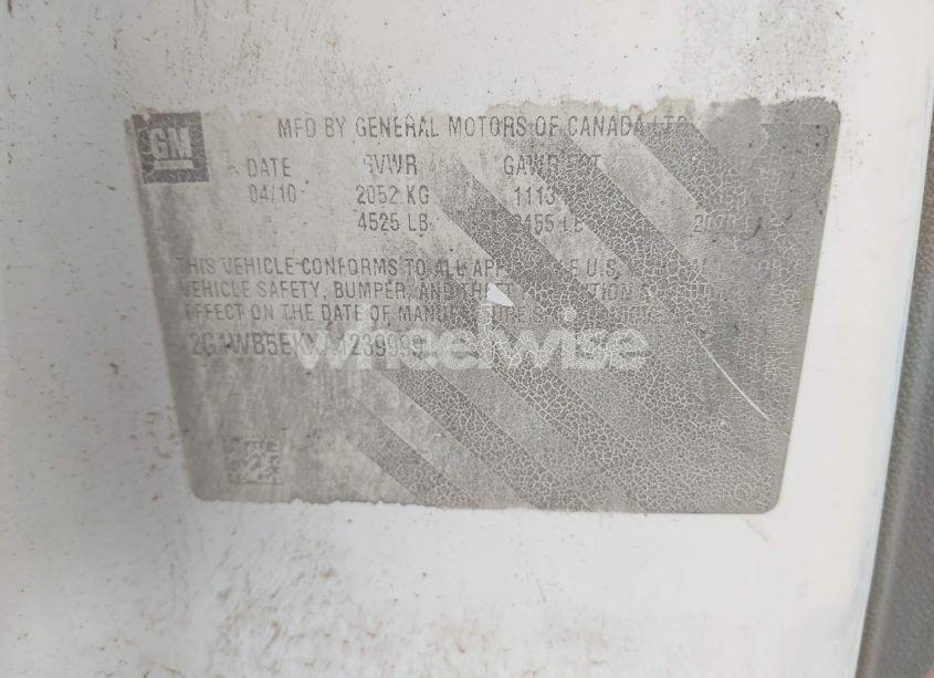 Photo 9 of 2010 Chevrolet Impala LT (VIN 2G1WB5EKXA1239999)