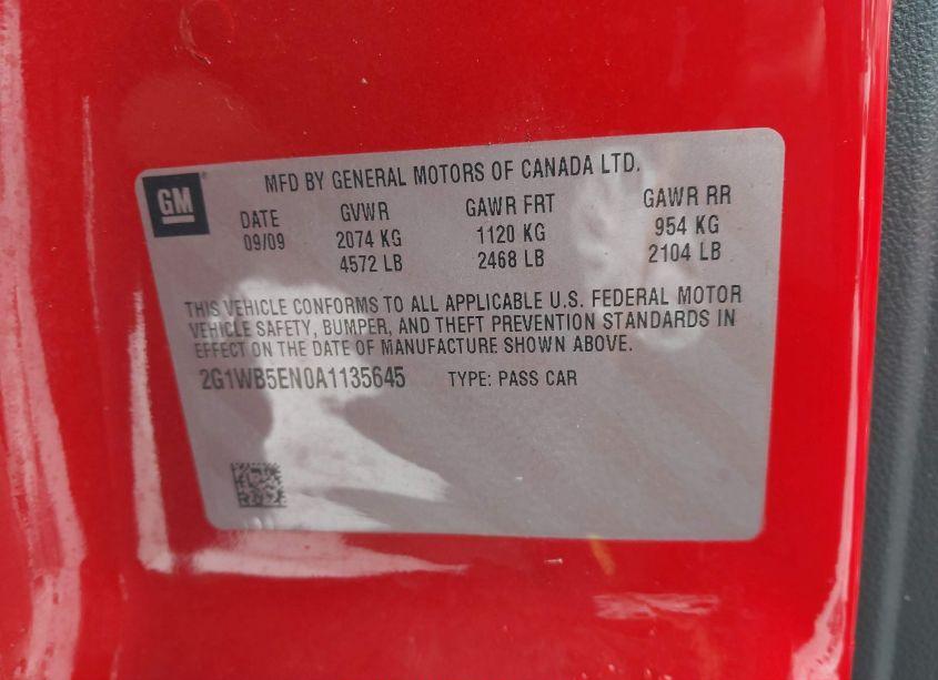 Photo 9 of 2010 Chevrolet Impala LT (VIN 2G1WB5EN0A1135645)