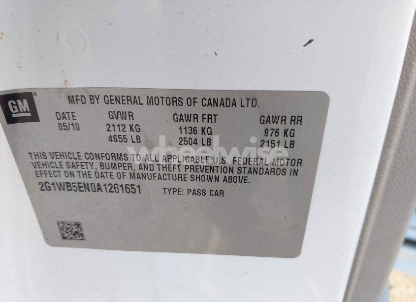 Photo 9 of 2010 Chevrolet Impala LT (VIN 2G1WB5EN0A1261651)