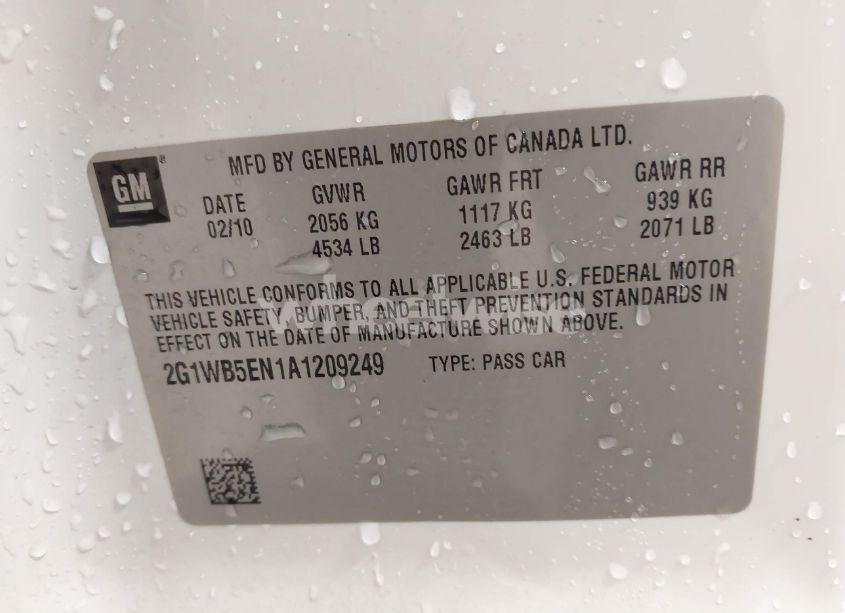 Photo 9 of 2010 Chevrolet Impala LT (VIN 2G1WB5EN1A1209249)