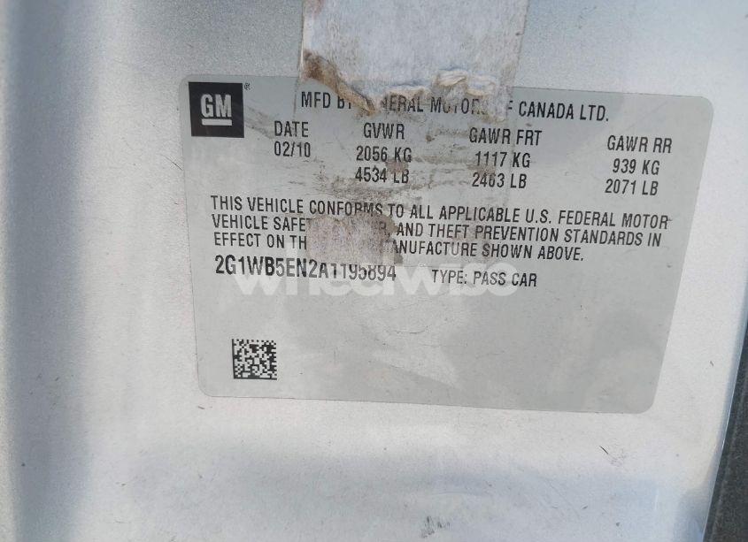 Photo 9 of 2010 Chevrolet Impala LT (VIN 2G1WB5EN2A1195894)