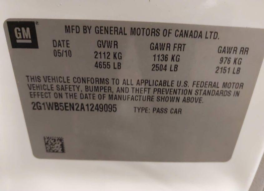 Photo 9 of 2010 Chevrolet Impala LT (VIN 2G1WB5EN2A1249095)