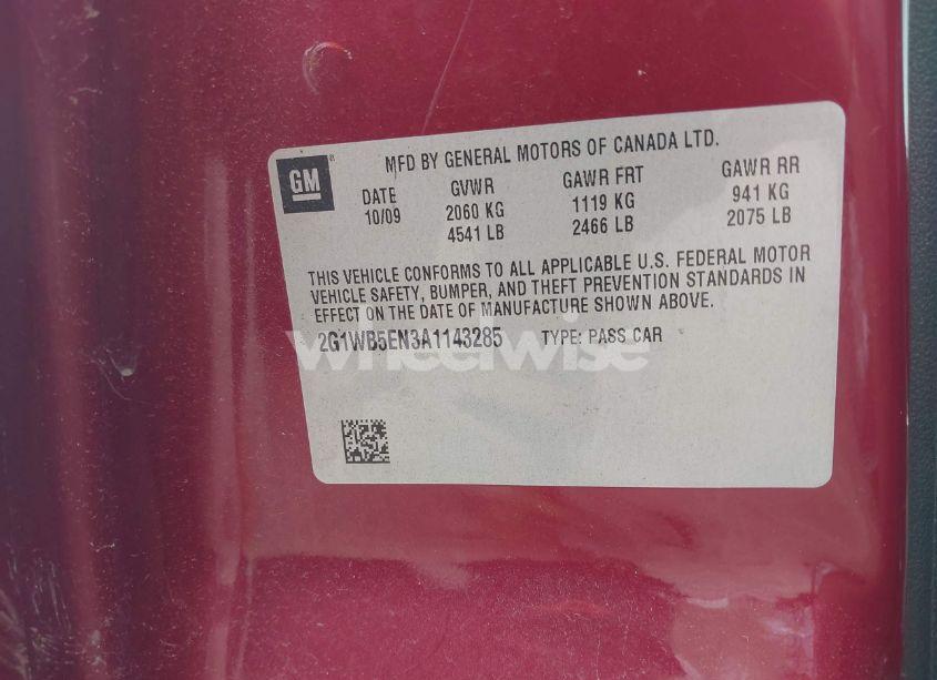 Photo 9 of 2010 Chevrolet Impala LT (VIN 2G1WB5EN3A1143285)