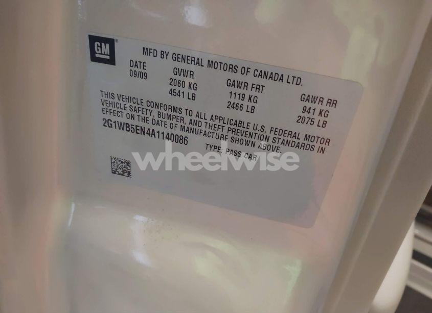 Photo 9 of 2010 Chevrolet Impala LT (VIN 2G1WB5EN4A1140086)