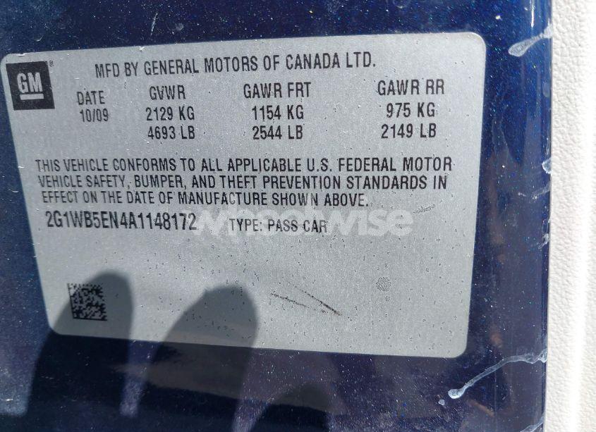 Photo 9 of 2010 Chevrolet Impala LT (VIN 2G1WB5EN4A1148172)