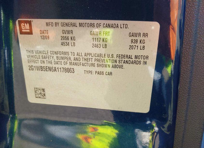 Photo 9 of 2010 Chevrolet Impala LT (VIN 2G1WB5EN6A1178063)