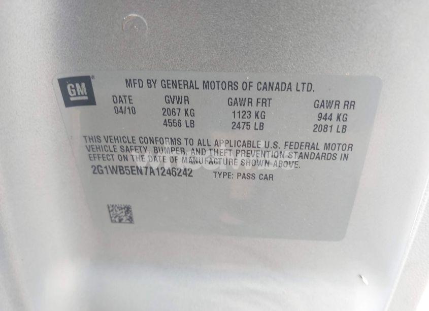 Photo 9 of 2010 Chevrolet Impala LT (VIN 2G1WB5EN7A1246242)