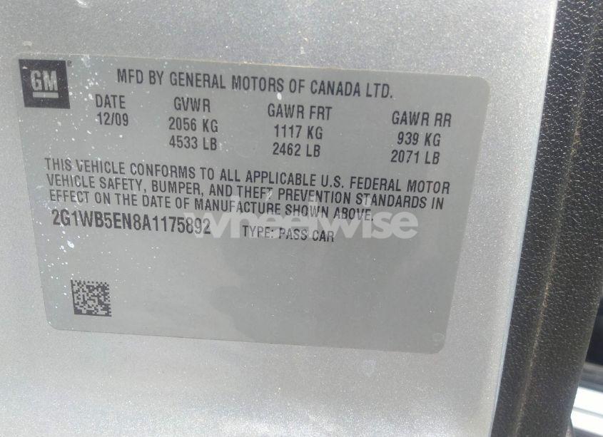 Photo 9 of 2010 Chevrolet Impala LT (VIN 2G1WB5EN8A1175892)
