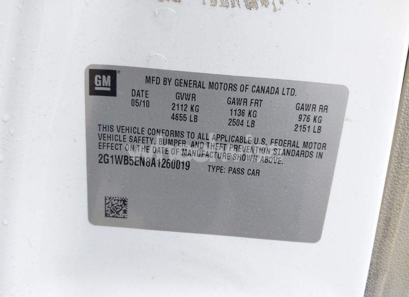 Photo 9 of 2010 Chevrolet Impala LT (VIN 2G1WB5EN8A1260019)