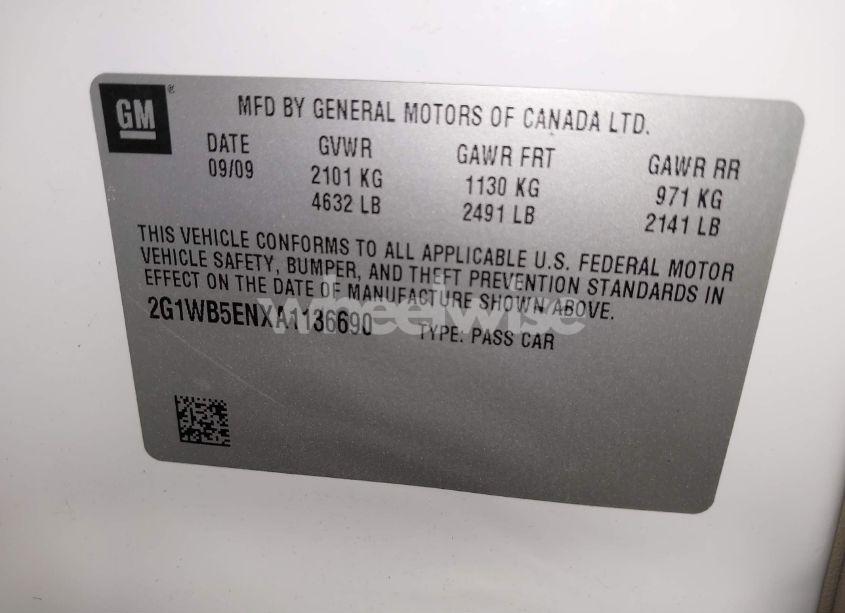 Photo 9 of 2010 Chevrolet Impala LT (VIN 2G1WB5ENXA1136690)